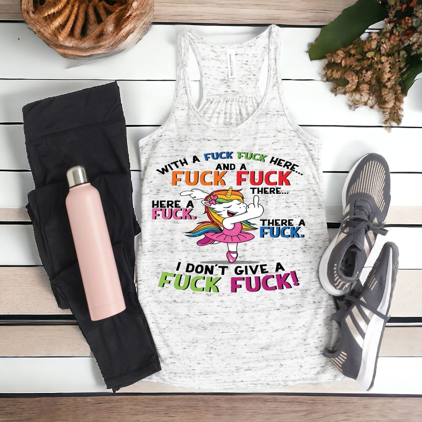 Adult Design Unicorn With A F F Here  design Bella Canvas flowy tank.