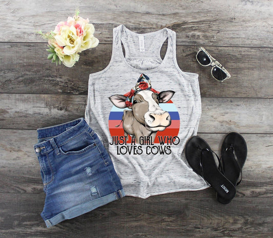 Just A Girl Who Loves Cows, cow shirt, gift for cow owner, cow tank top,  loves cows, country girl cow,  cute cow,  funny cow lover, gift,