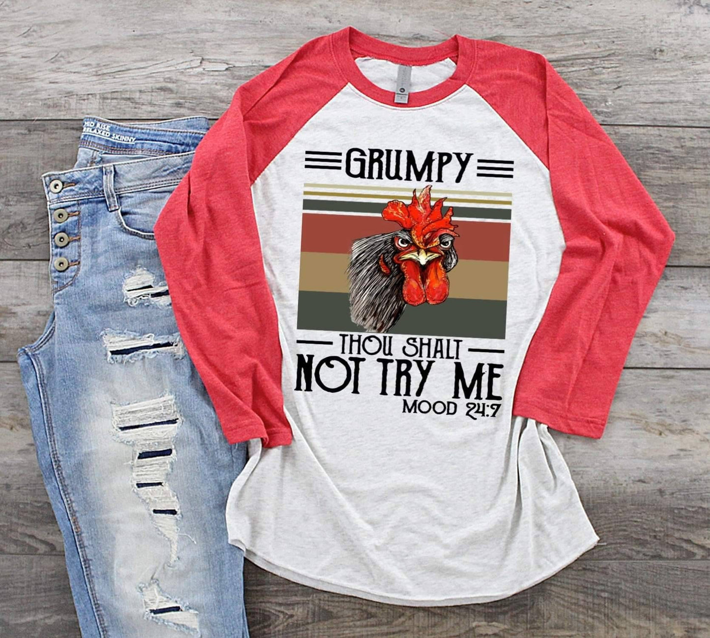 Chicken, Rooster, GRUMPY, Thou Shalt Not, Try Me,raglan, Funny chicken shirt,  Chicken lover gift,  Gift for grumpy Mom's,  Funny Rooster,