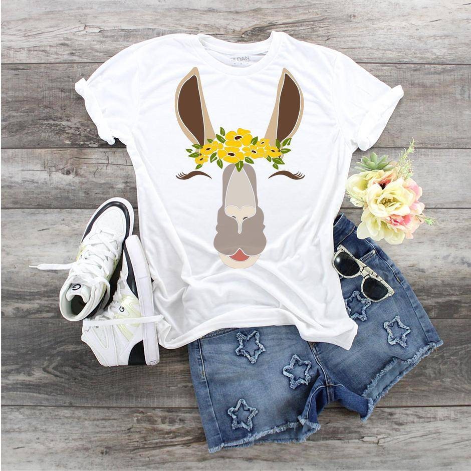 Llama Face w/ Flowers, Cute Llama, Llama Mama shirt, Llama lovers shirt, Smiling Llama shirt, Mom Llama shirt, Smiling Llama Face, Llama fun