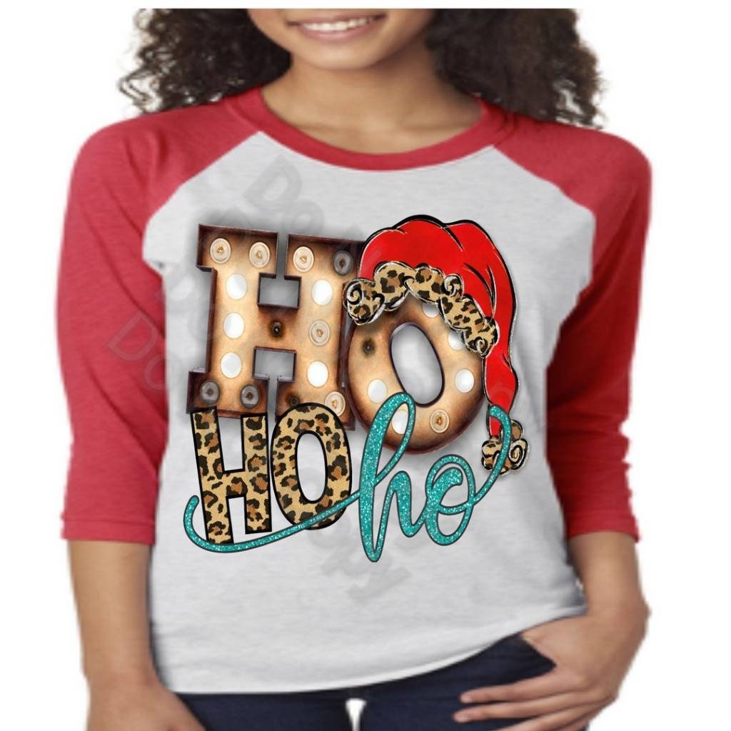 Christmas Ho Ho Ho Leopard, design raglan.