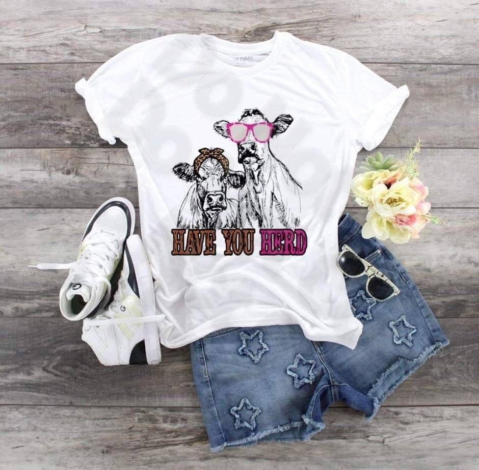 Cow Heifer's Have You Heard Leopard and Pink design t-shirt