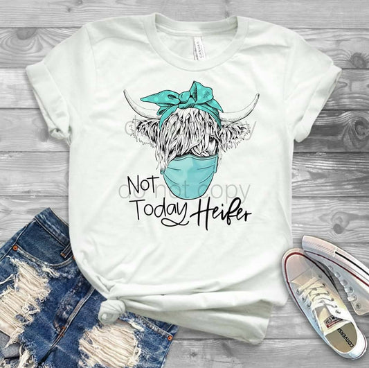 Not Today Heifer Long Hair Highland Cow design  t-shirt