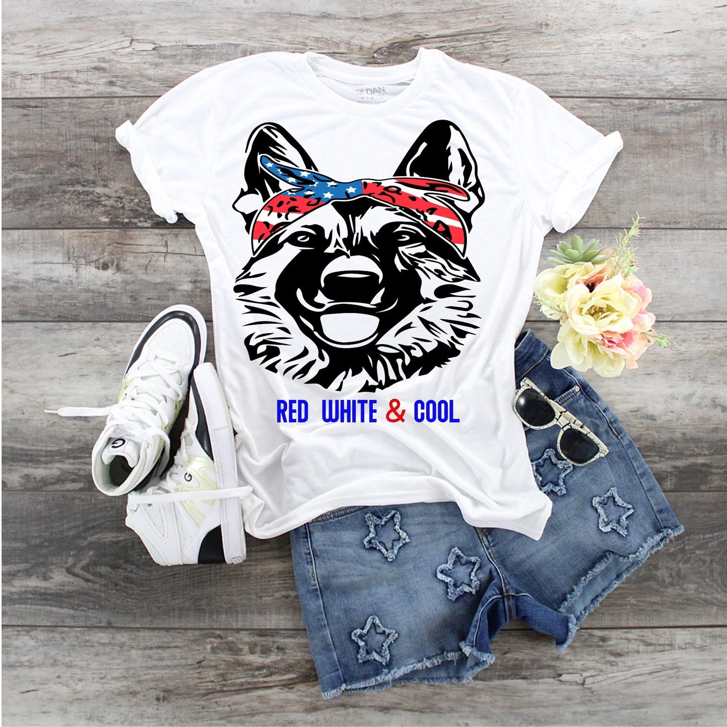 German Shepherd Red White & Cool, 4th of July Dog. Dog Mom gift, Shirt for dig lover, German Shepherd Mom Gift, GSD lover t, Patriotic dog,