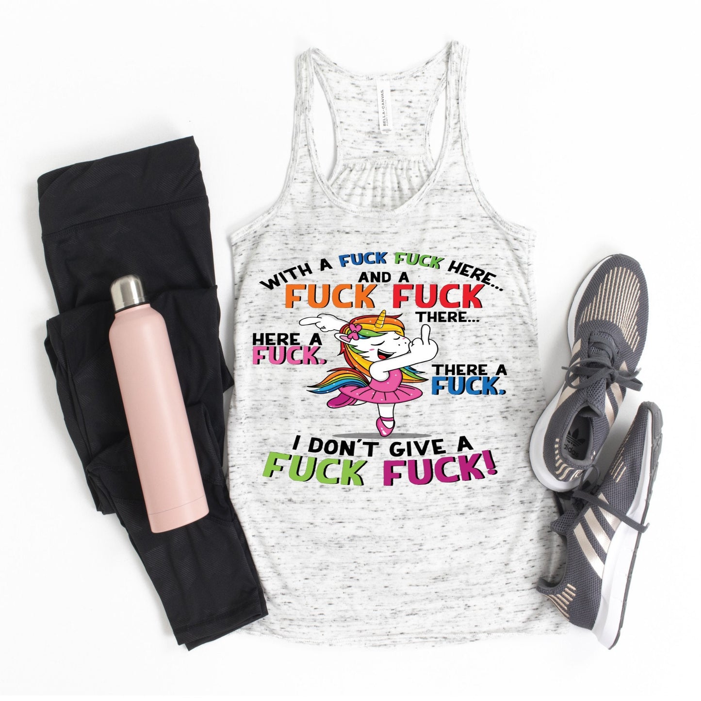 Adult Design Unicorn With A F F Here  design Bella Canvas flowy tank.