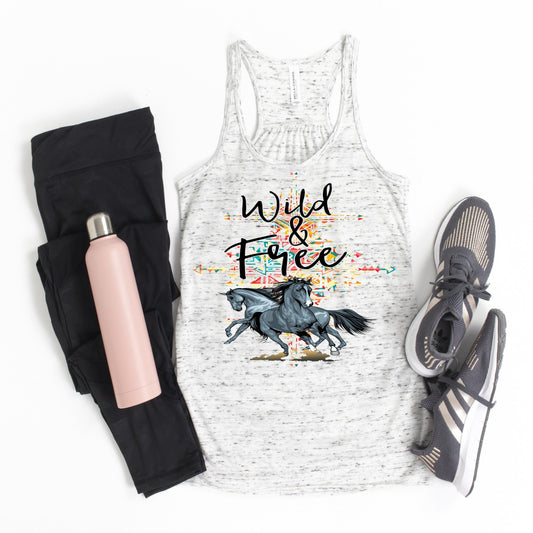 Wild & Free Running Horses design Bella Canvas flowy tank.