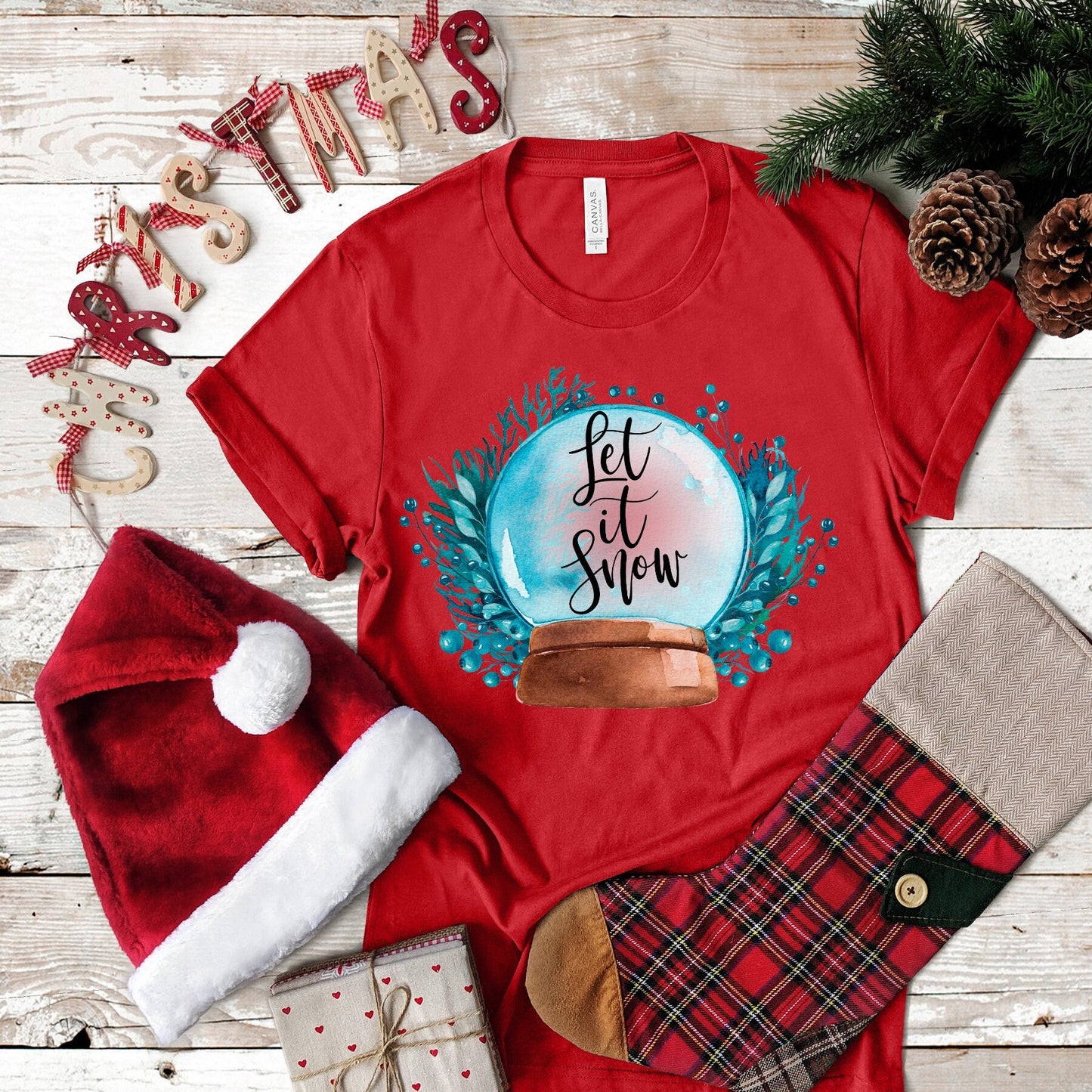 Christmas Let It Snow Globe design t-shirt