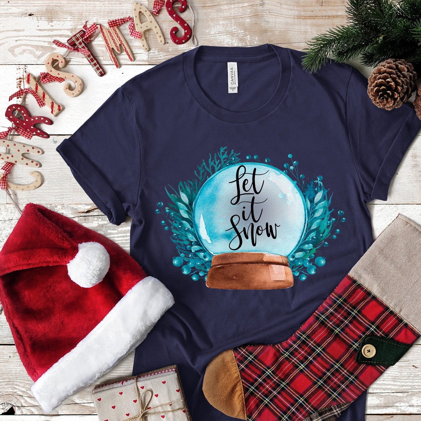 Christmas Let It Snow Globe design t-shirt