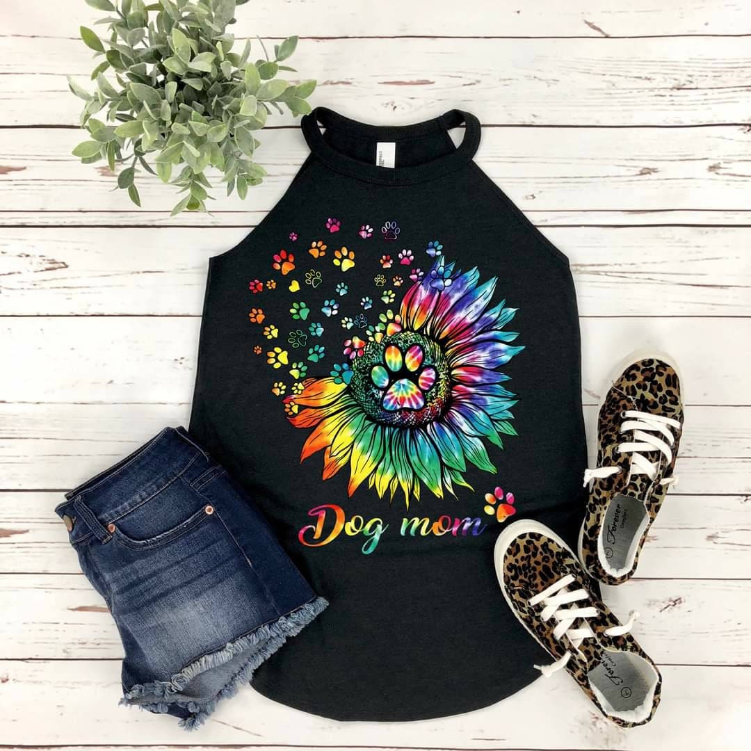 Dog Mom Tie Dye Flower Paws District Rocker Tank