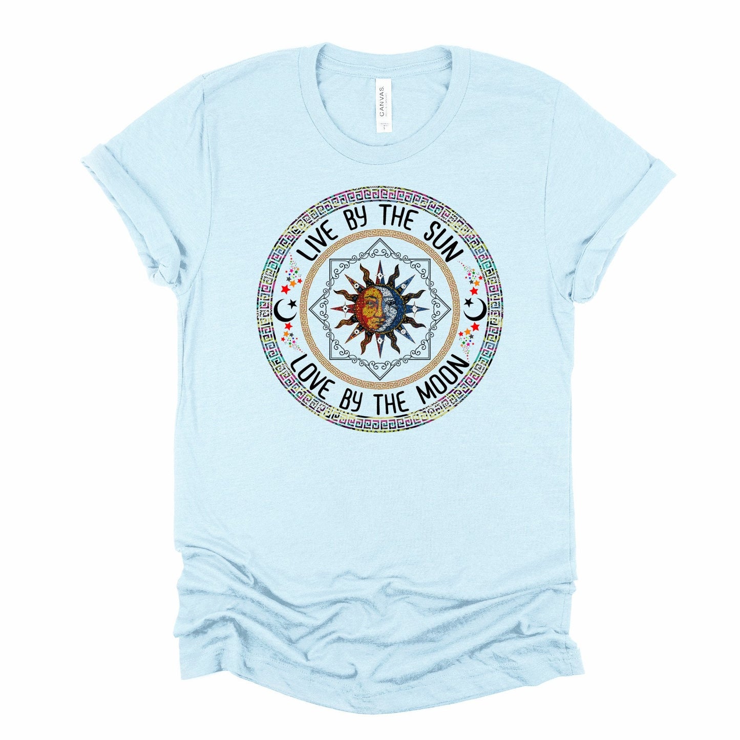 Live By The Sun Love By The Moon circle design, Moon lover shirt, sun and moon, boho sun and moon, Sun shirt, Moon shirt, sun and moon art,