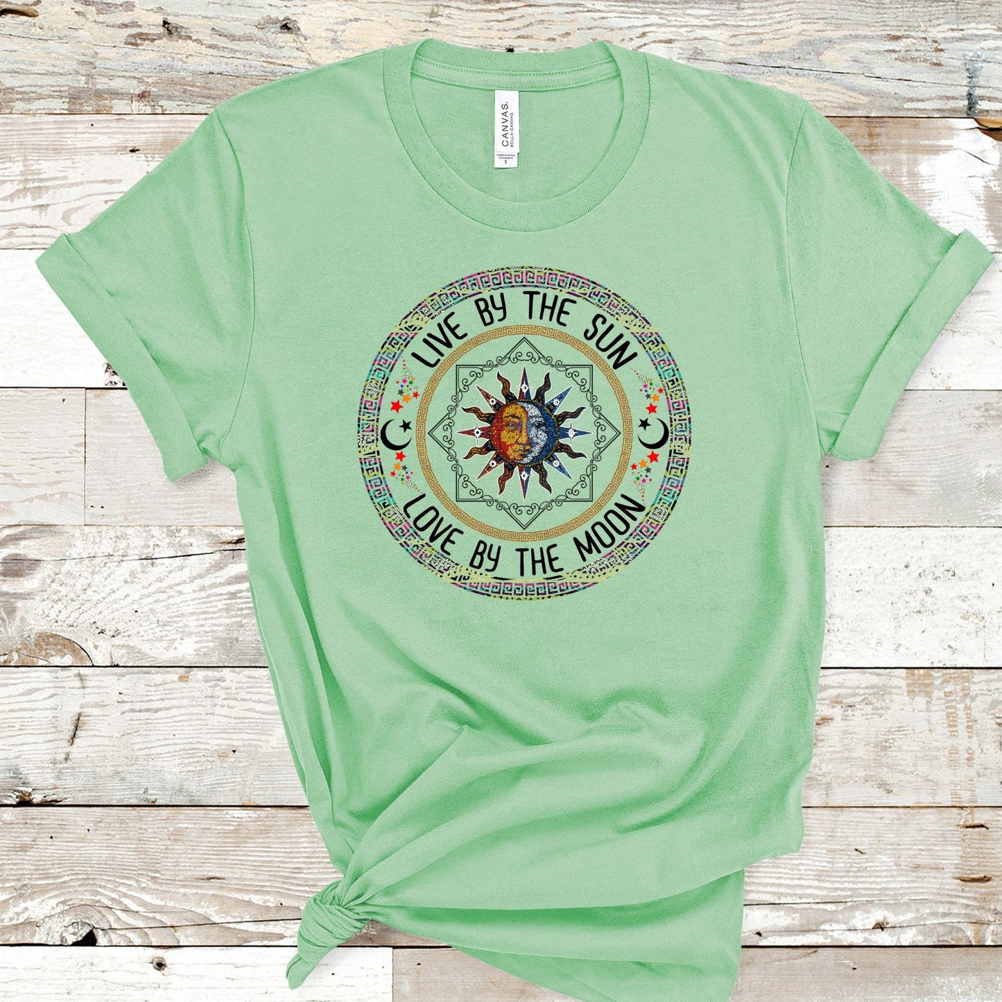 Live By The Sun Love By The Moon circle design, Moon lover shirt, sun and moon, boho sun and moon, Sun shirt, Moon shirt, sun and moon art,