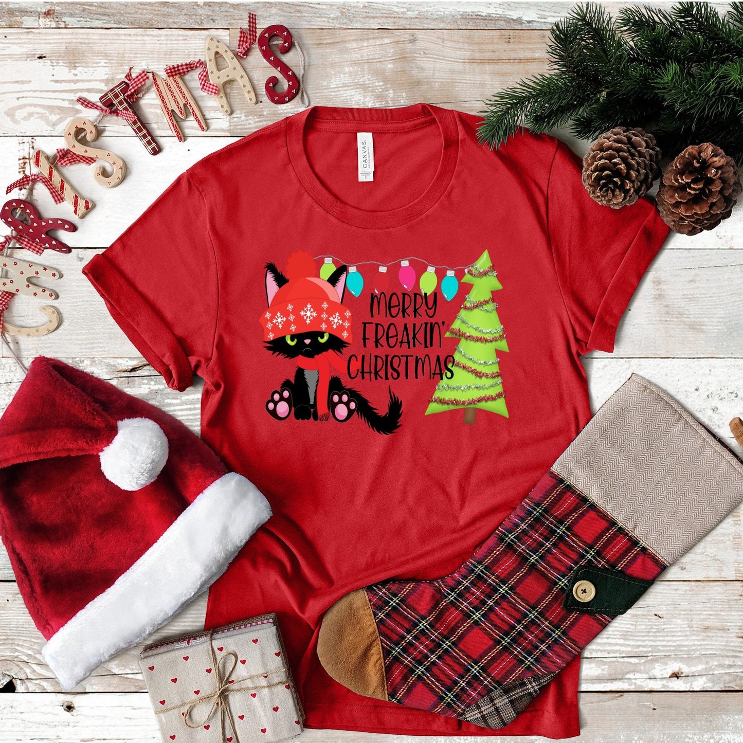 Cat, Merry Freakin Christmas,  Christmas Cat, Not A Happy Kitty For Christmas, Angry Cat Christmas, Funny Cat, Finny Kitten, Christmas tee