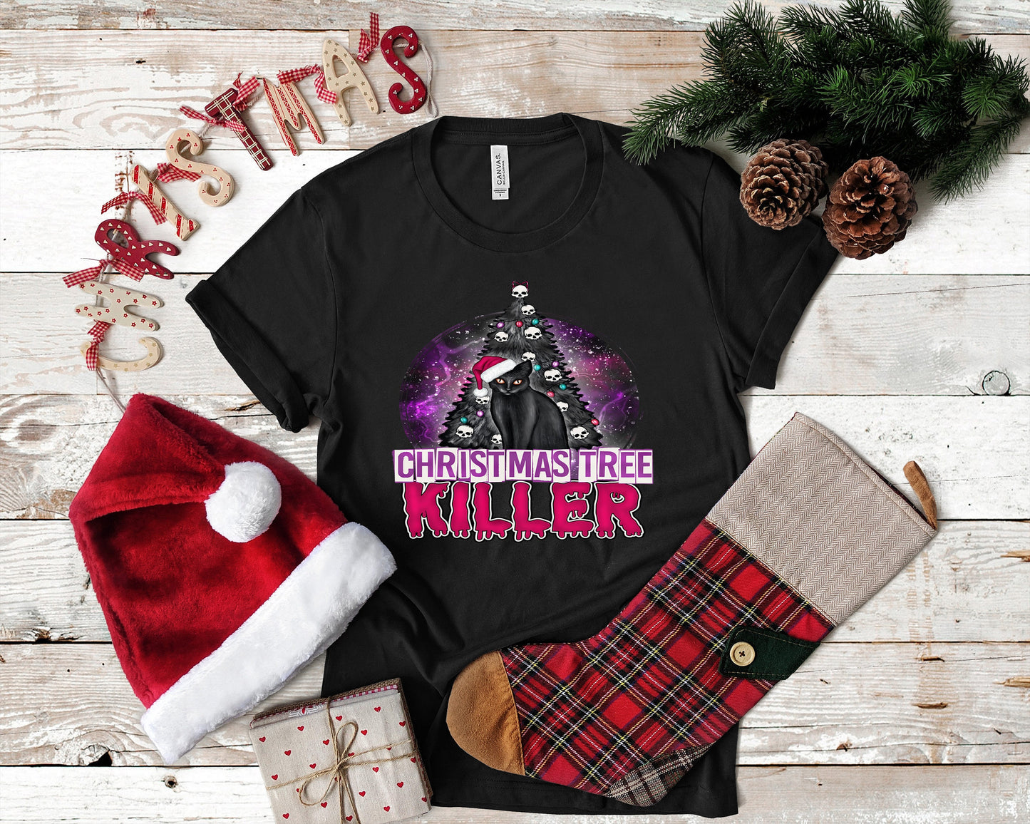 Christmas Cat, Christmas Tree Killer, Creepy Christmas Tree, Funny Cat shirt, Cat lover shirt, Funny Christmas T, Creepy Skull Cat Christmas