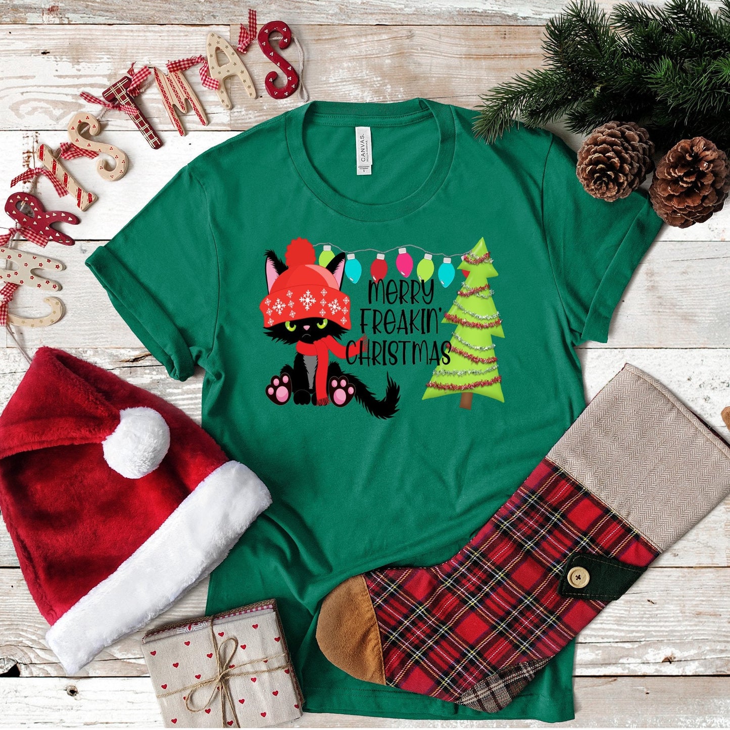 Cat, Merry Freakin Christmas,  Christmas Cat, Not A Happy Kitty For Christmas, Angry Cat Christmas, Funny Cat, Finny Kitten, Christmas tee