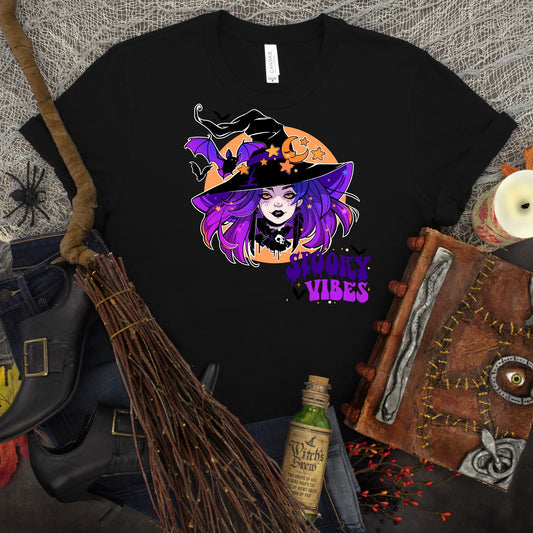 Spooky Vibes, Spooky Witch, Let's Get Spooky, Retro Ghost, Spooky Vibes Witch, Halloween tee, Pretty Witch tee, Witch Lover, Witches shirt,