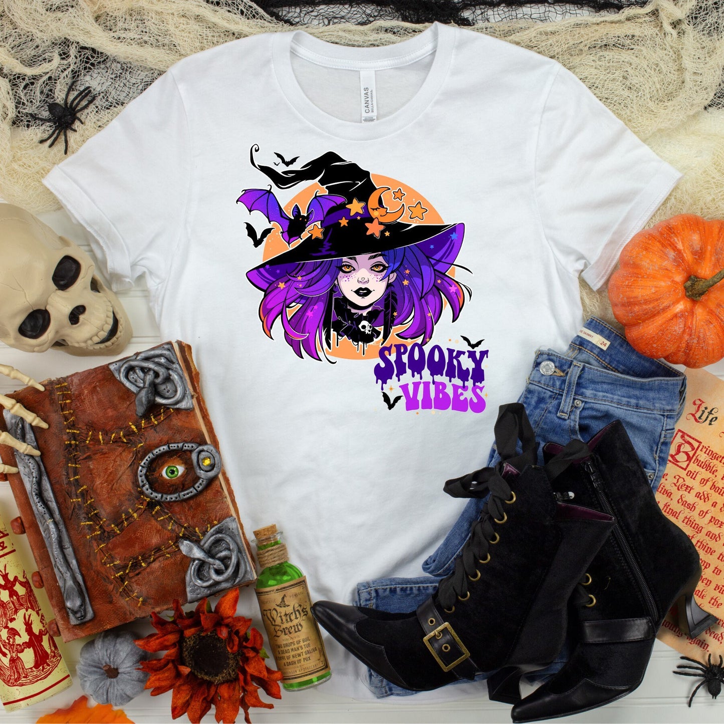 Spooky Vibes, Spooky Witch, Let's Get Spooky, Retro Ghost, Spooky Vibes Witch, Halloween tee, Pretty Witch tee, Witch Lover, Witches shirt,