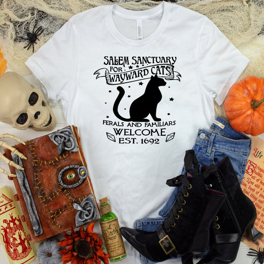 Salem Sanctuary For Wayward Cats, Ferals and Familiars Welcome. est 1692, Love Cats, Witch Cats, Witchy Cats, Witch Shirt, Witchy Kitty, Cat