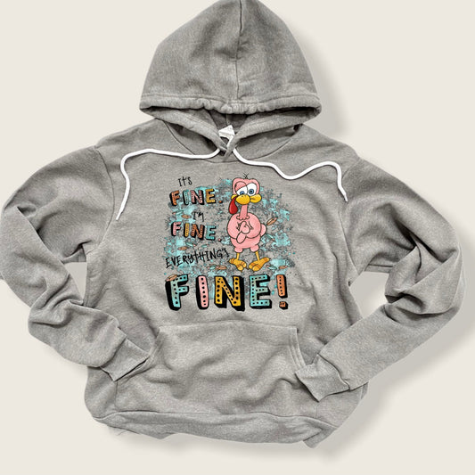 Thanksgiving, hoodie, I'm Fine Everything Is Fine Turkey. Funny Thanksgiving Turkey Hoodie, Turkey, Bella Canvas Hoodie Sweatshirt, Turkey t